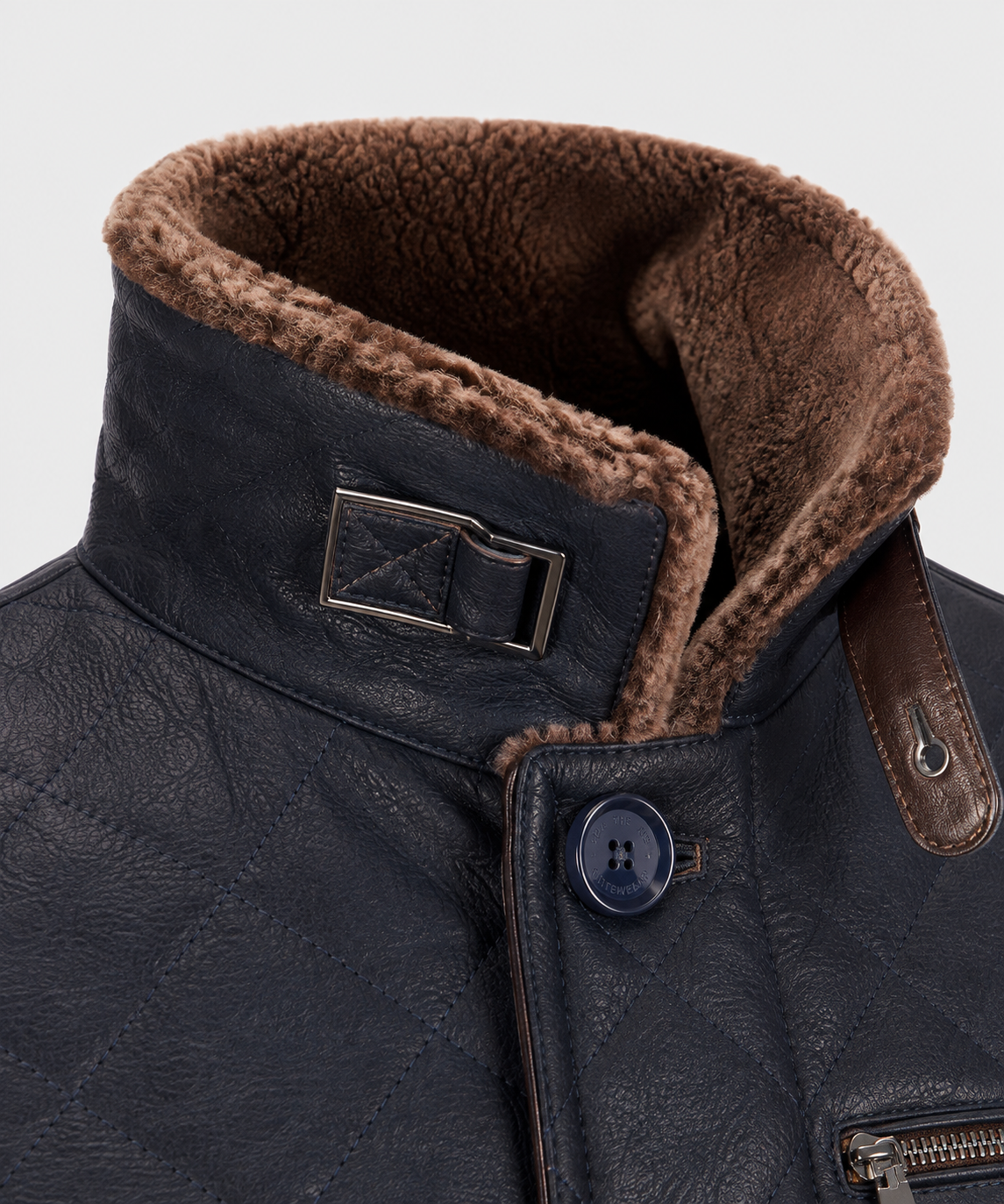 Hayes Shearling Coat - Navy Blue