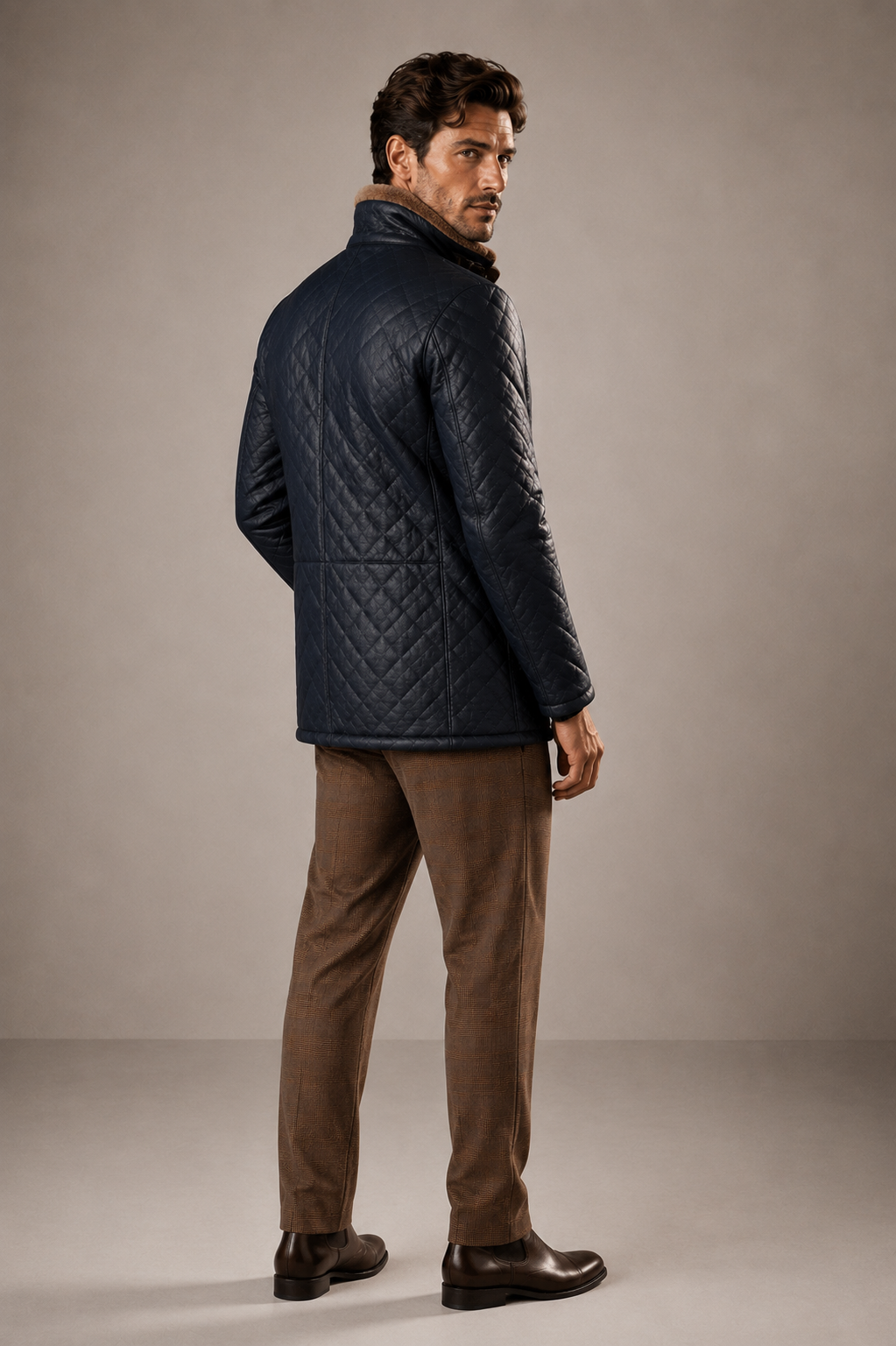 Hayes Shearling Coat - Navy Blue