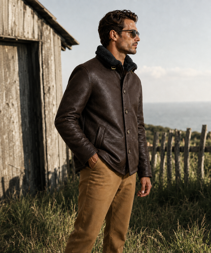 Heston Shearling Jacket - Espresso Brown
