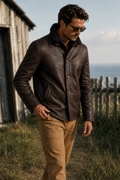 Heston Shearling Jacket - Espresso Brown