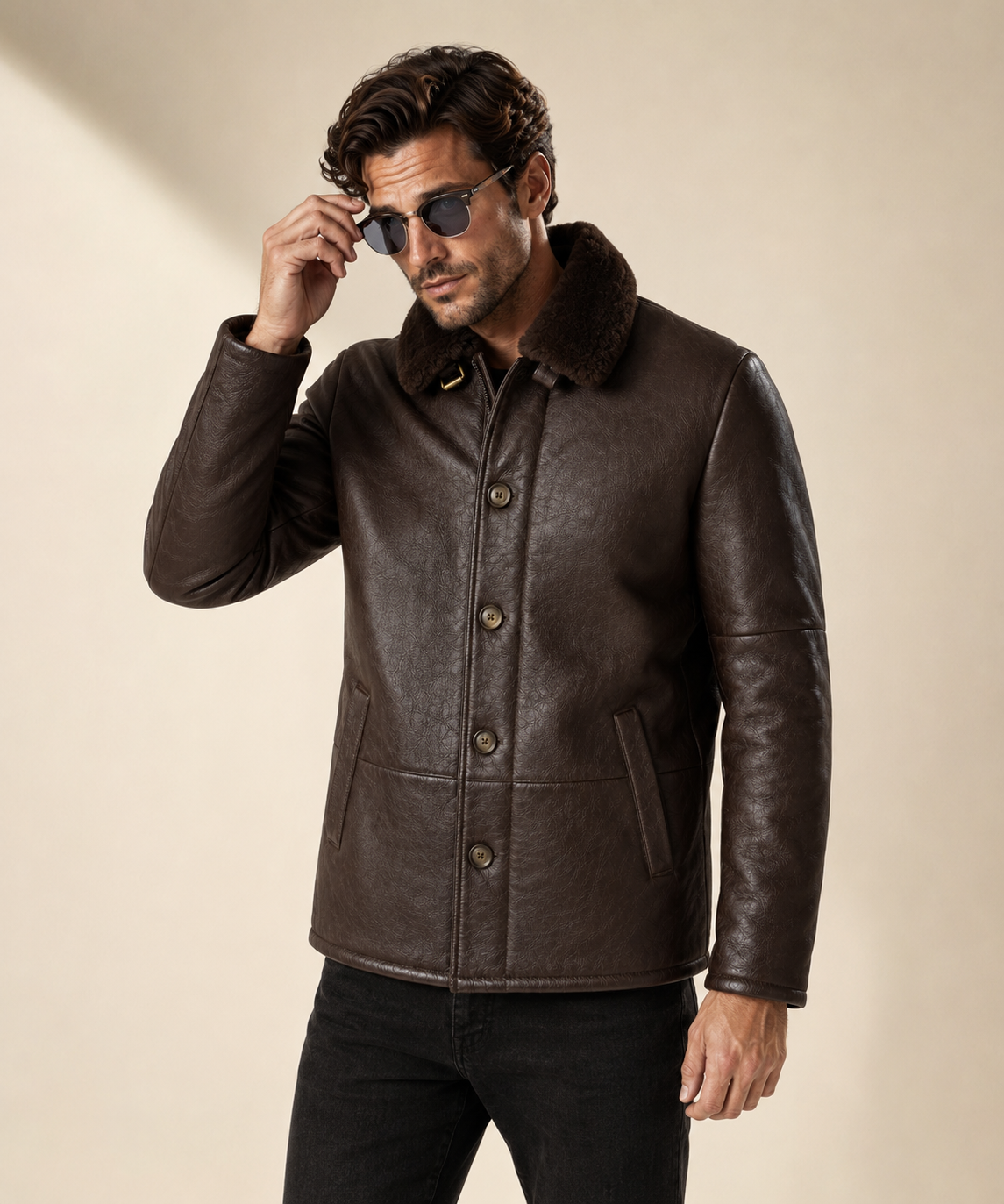 Heston Shearling Jacket - Espresso Brown