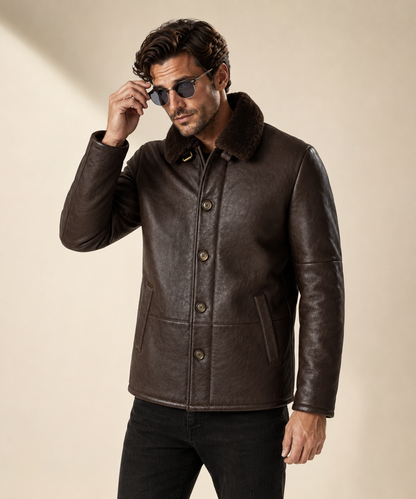 Heston Shearling Jacket - Espresso Brown