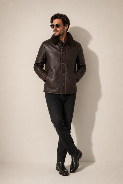 Heston Shearling Jacket - Espresso Brown