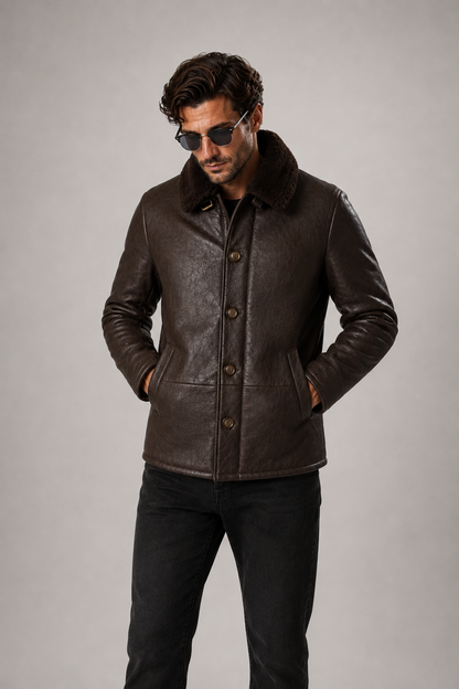 Heston Shearling Jacket - Espresso Brown