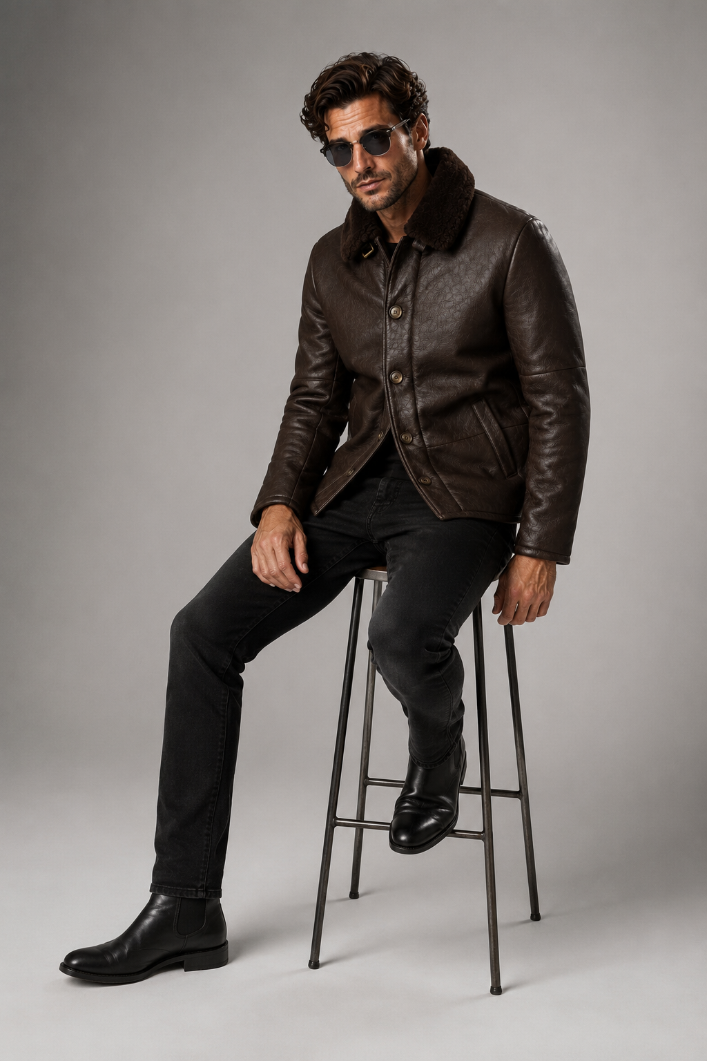 Heston Shearling Jacket - Espresso Brown