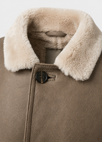 Holden Shearling Coat - Stone Taupe