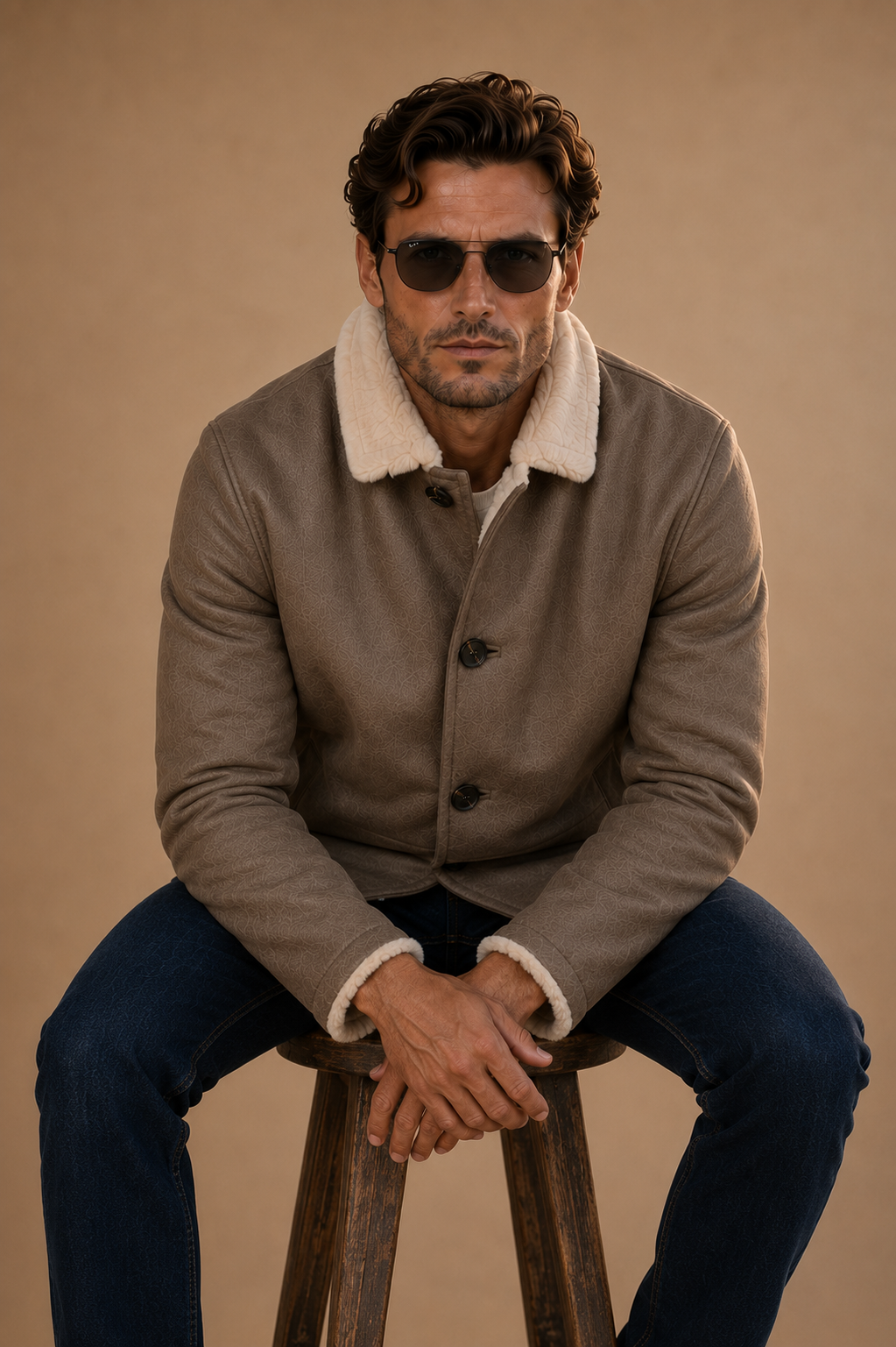 Holden Shearling Coat - Stone Taupe