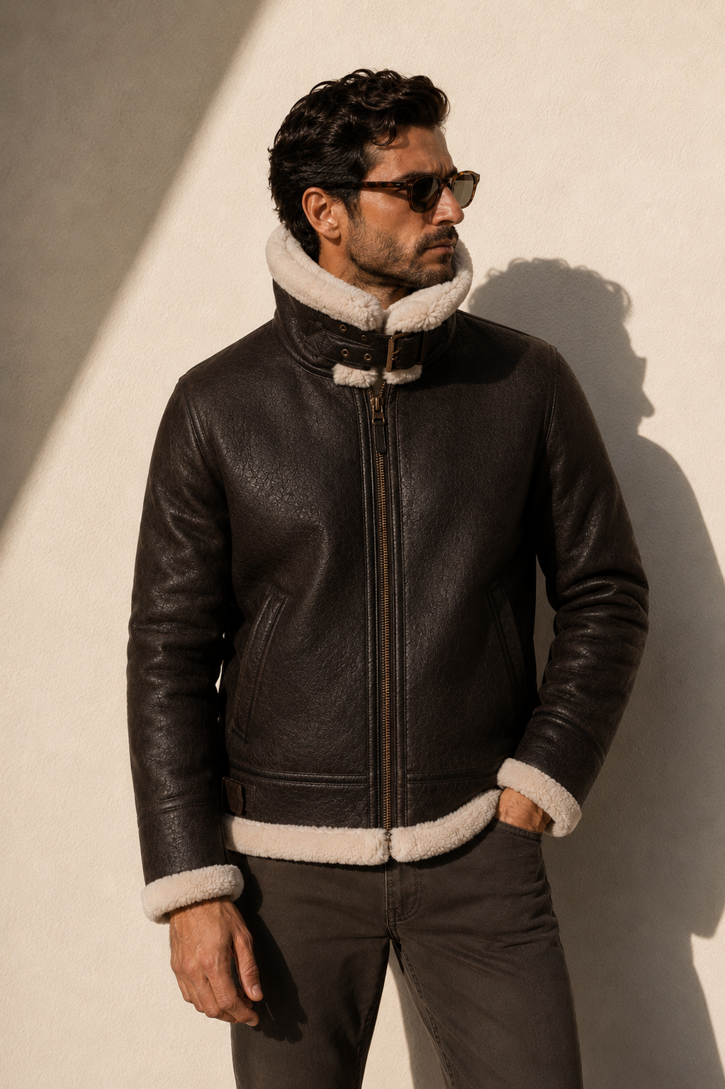 Huxley Shearling Jacket - Espresso Brown
