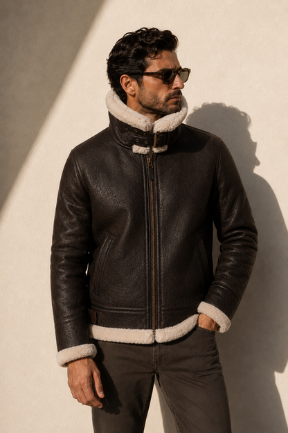 Huxley Shearling Jacket - Espresso Brown