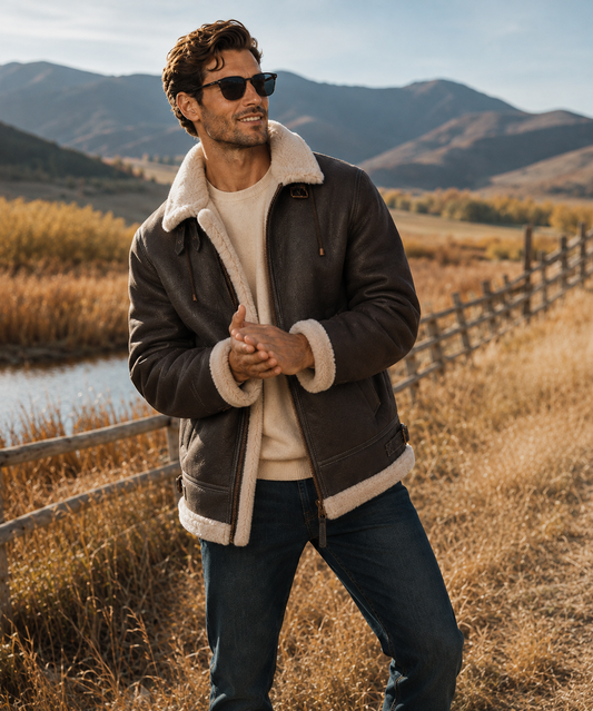 Huxley Shearling Jacket - Espresso Brown