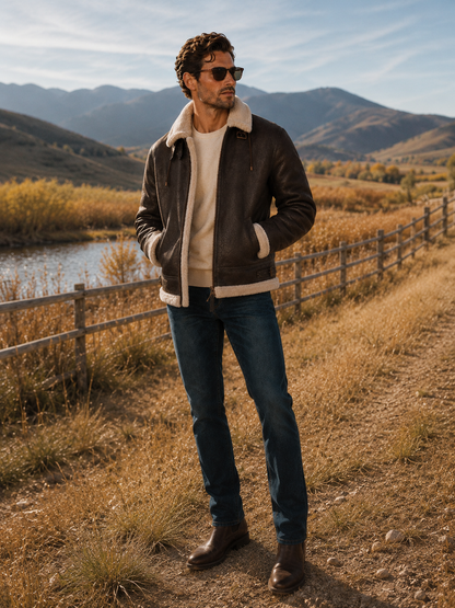 Huxley Shearling Jacket - Espresso Brown