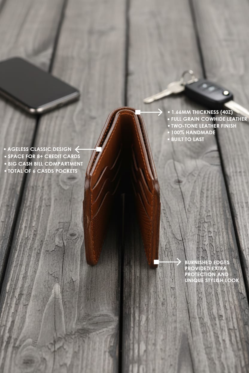 Classic Bifold Leather Wallet -Chocolate Brown (Copy)