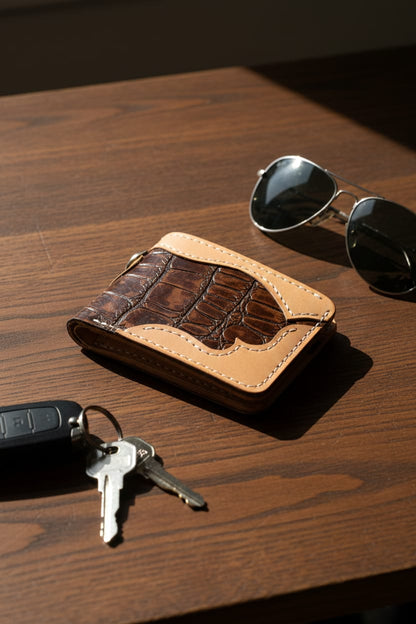 Crocodile embossed Bifold Leather Wallet