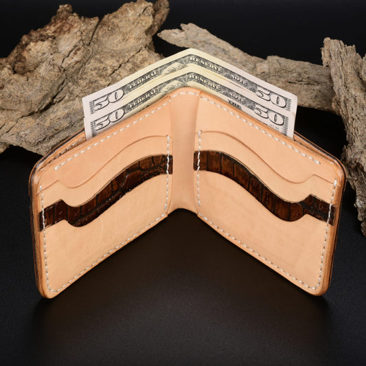 Crocodile embossed Bifold Leather Wallet