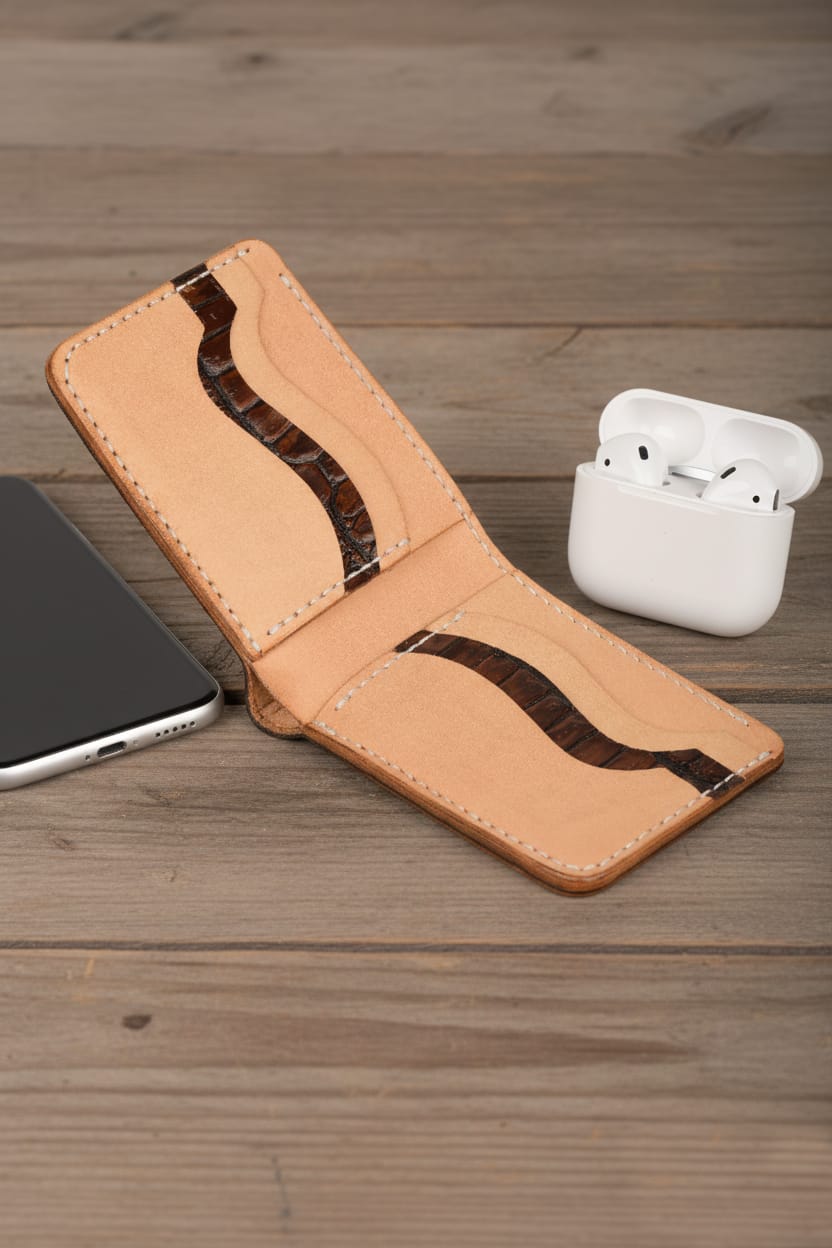 Crocodile embossed Bifold Leather Wallet