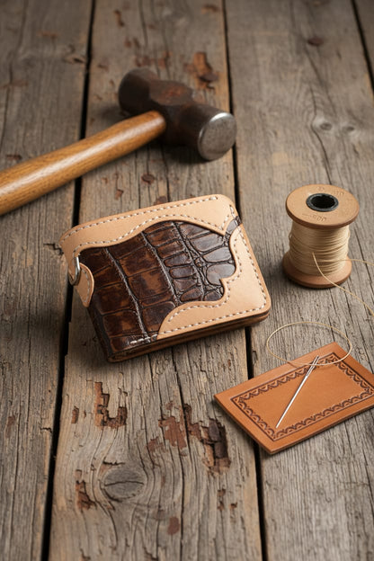Crocodile embossed Bifold Leather Wallet