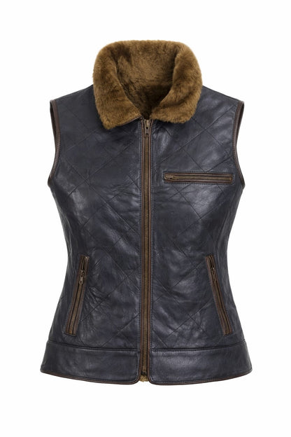 Brooke Shearling Gilet - Deep Navy Blue