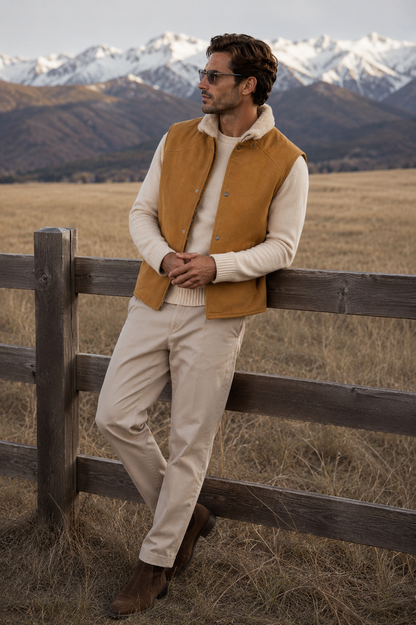 Jace Shearling Gilet - Premium Camel