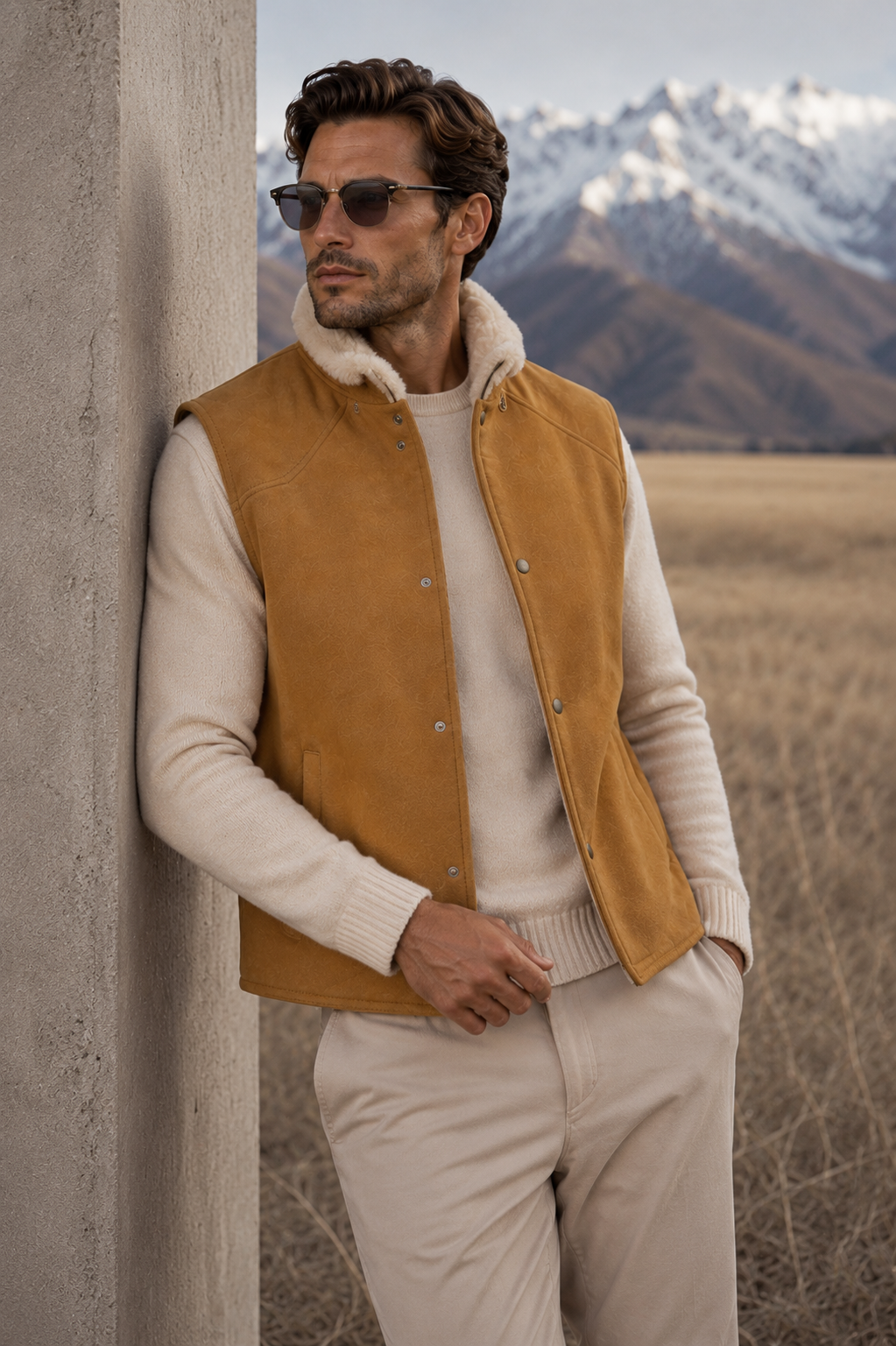 Jace Shearling Gilet - Premium Camel
