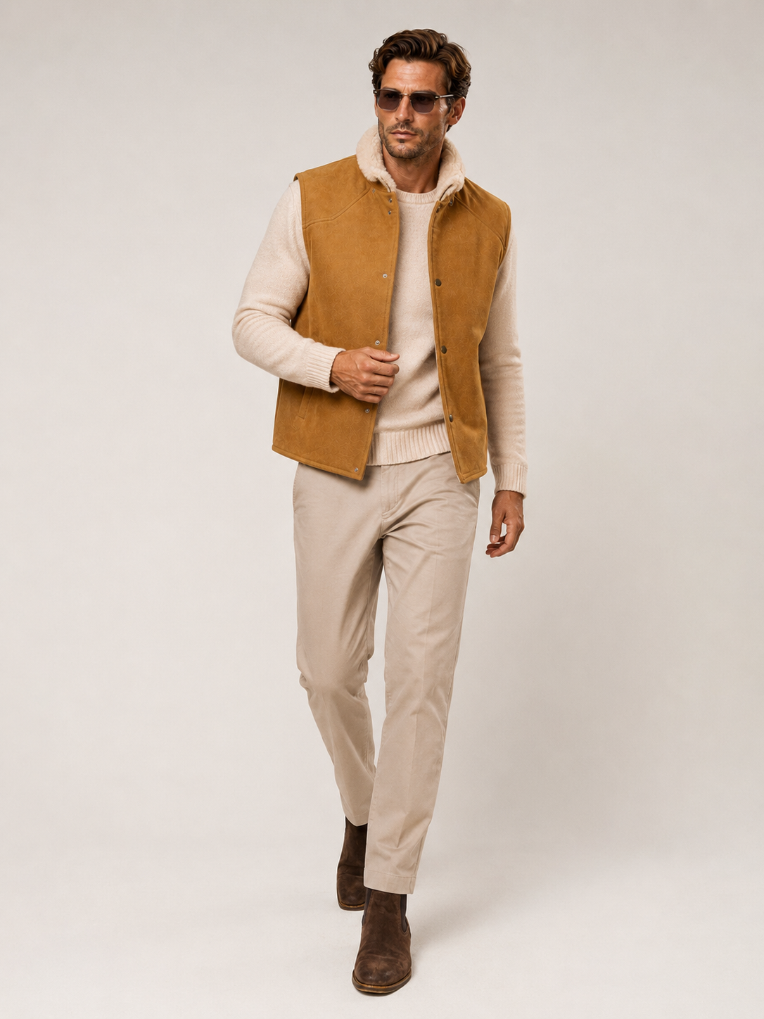 Jace Shearling Gilet - Premium Camel