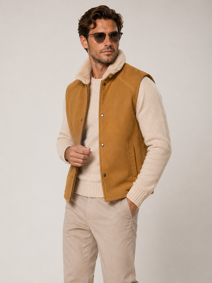 Jace Shearling Gilet - Premium Camel