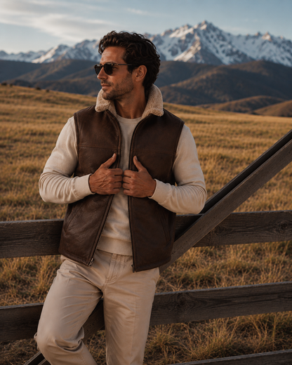 Jackson Shearling Gilet - Tan Brown