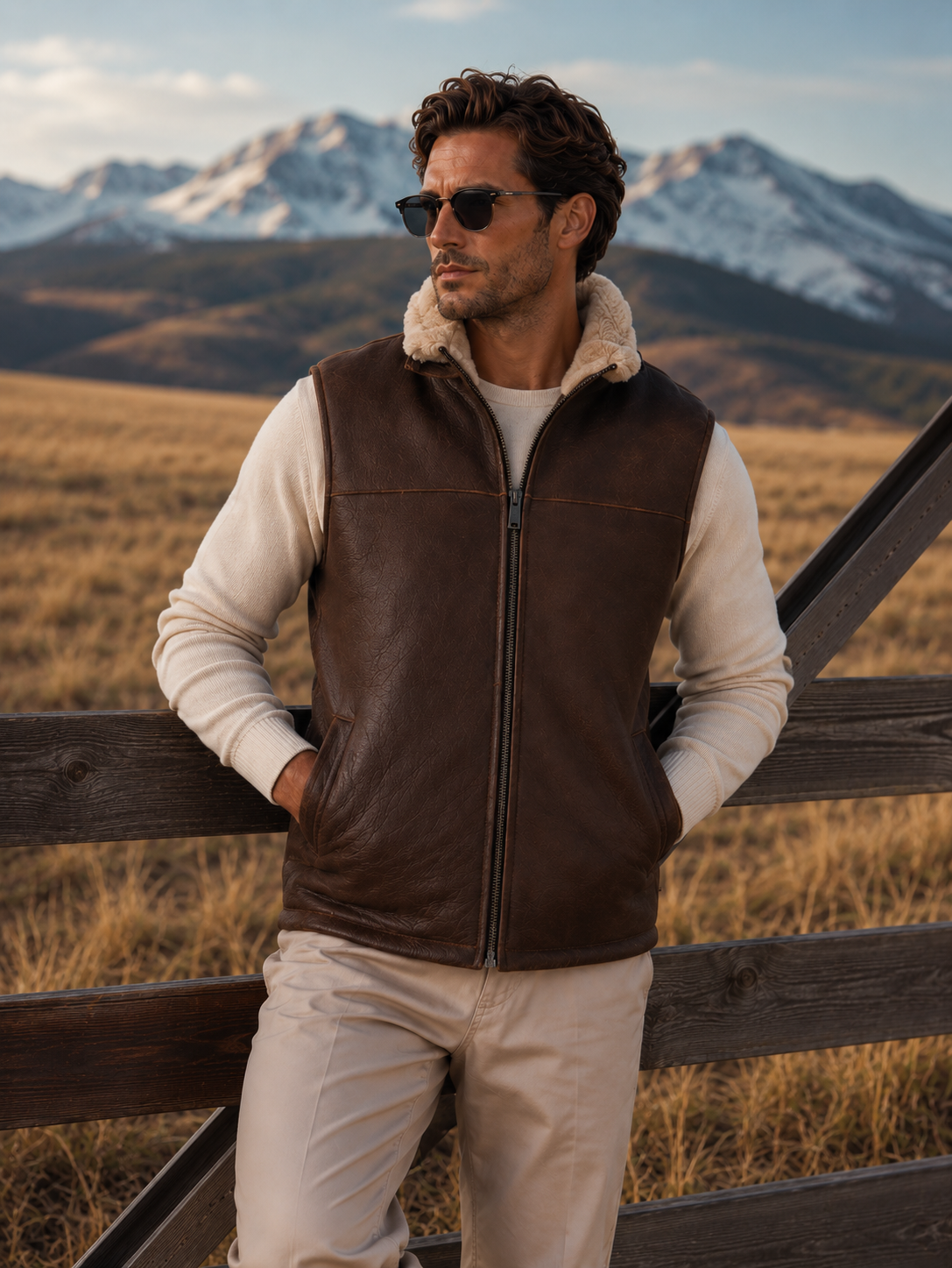 Jackson Shearling Gilet - Tan Brown