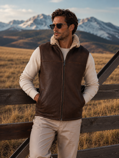 Jackson Shearling Gilet - Tan Brown