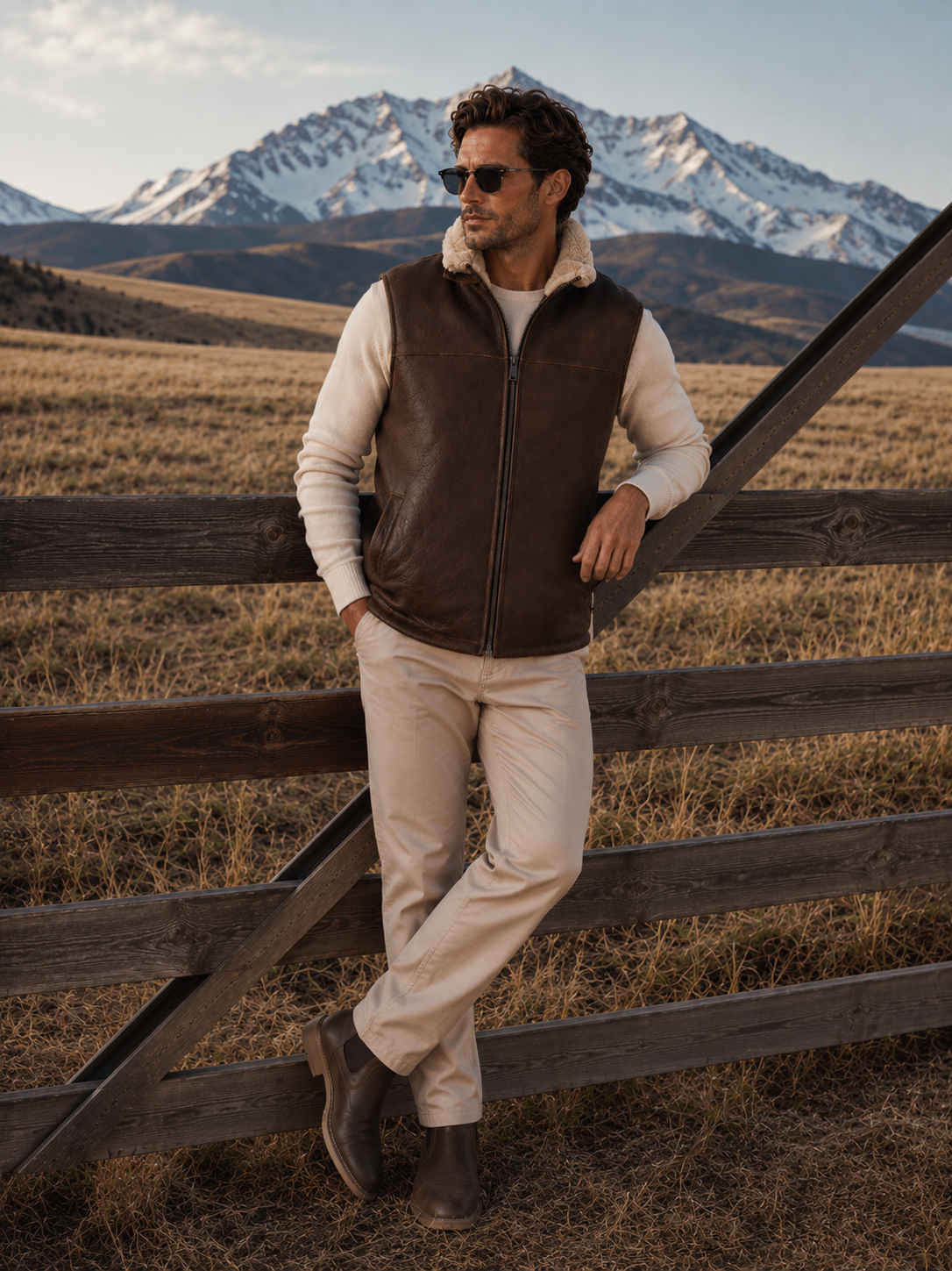 Jackson Shearling Gilet - Tan Brown