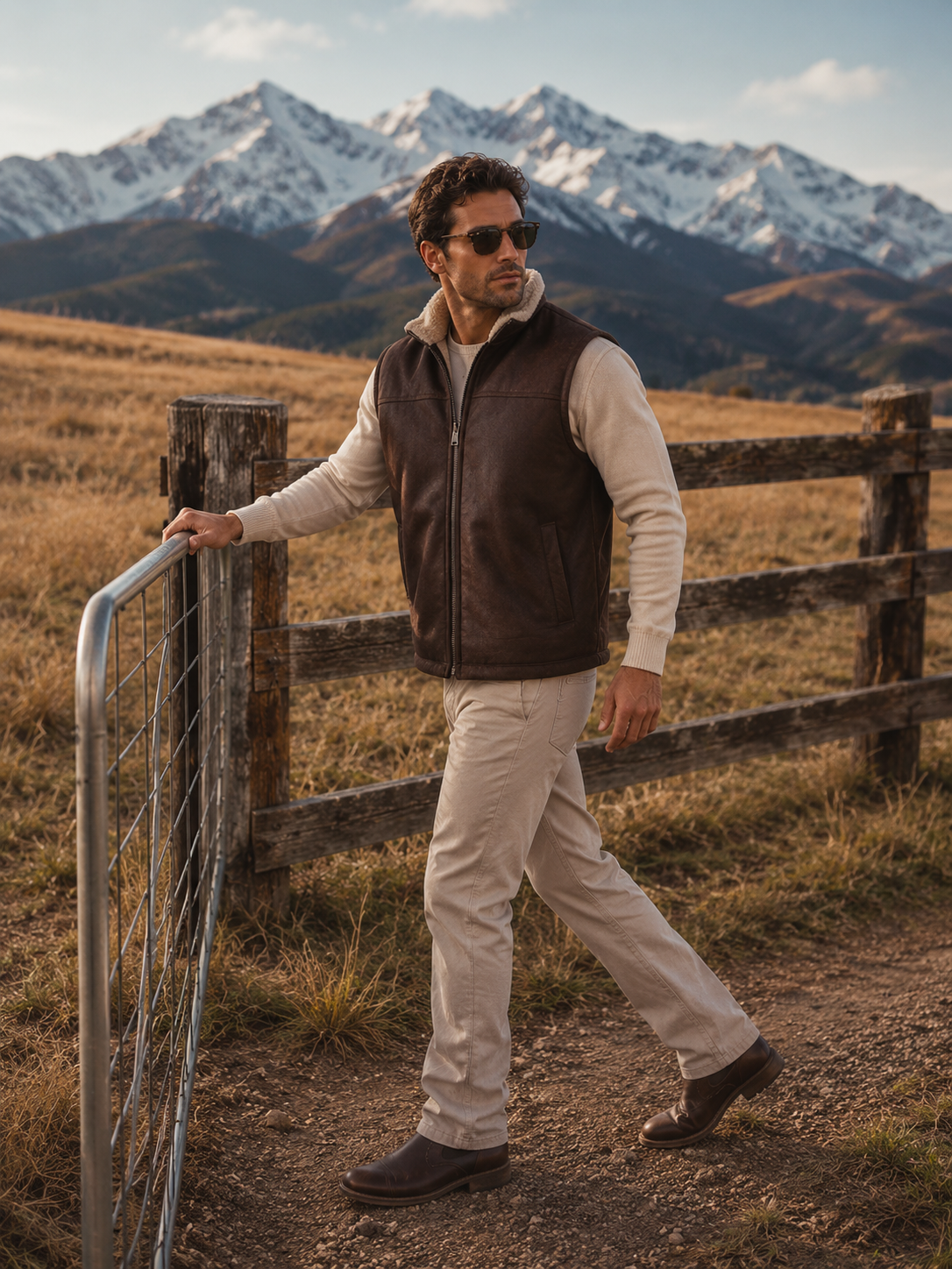 Jackson Shearling Gilet - Tan Brown