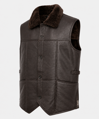 Jagger Shearling Gilet - Old Black
