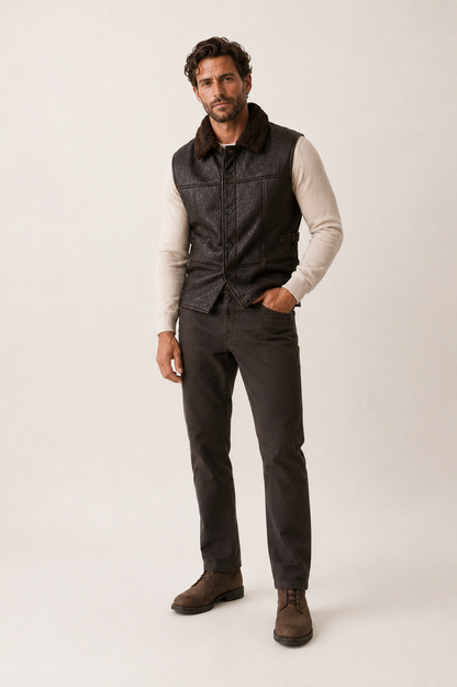 Jagger Shearling Gilet - Old Black