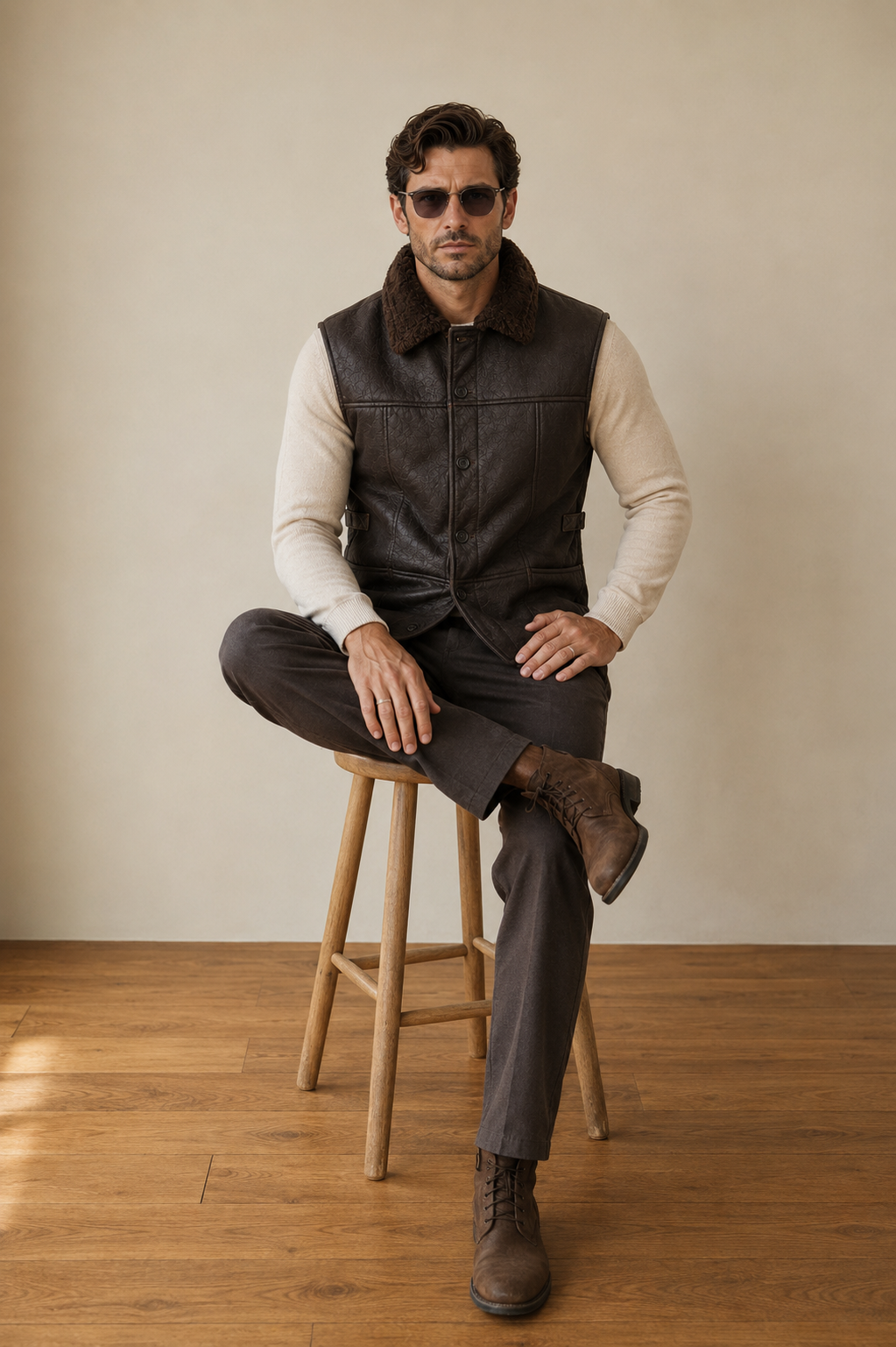 Jagger Shearling Gilet - Old Black