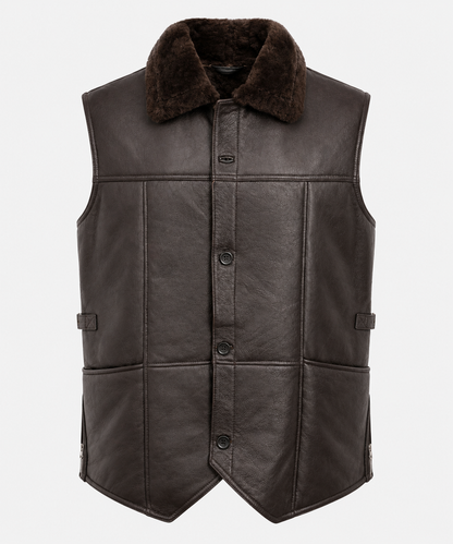 Jagger Shearling Gilet - Old Black