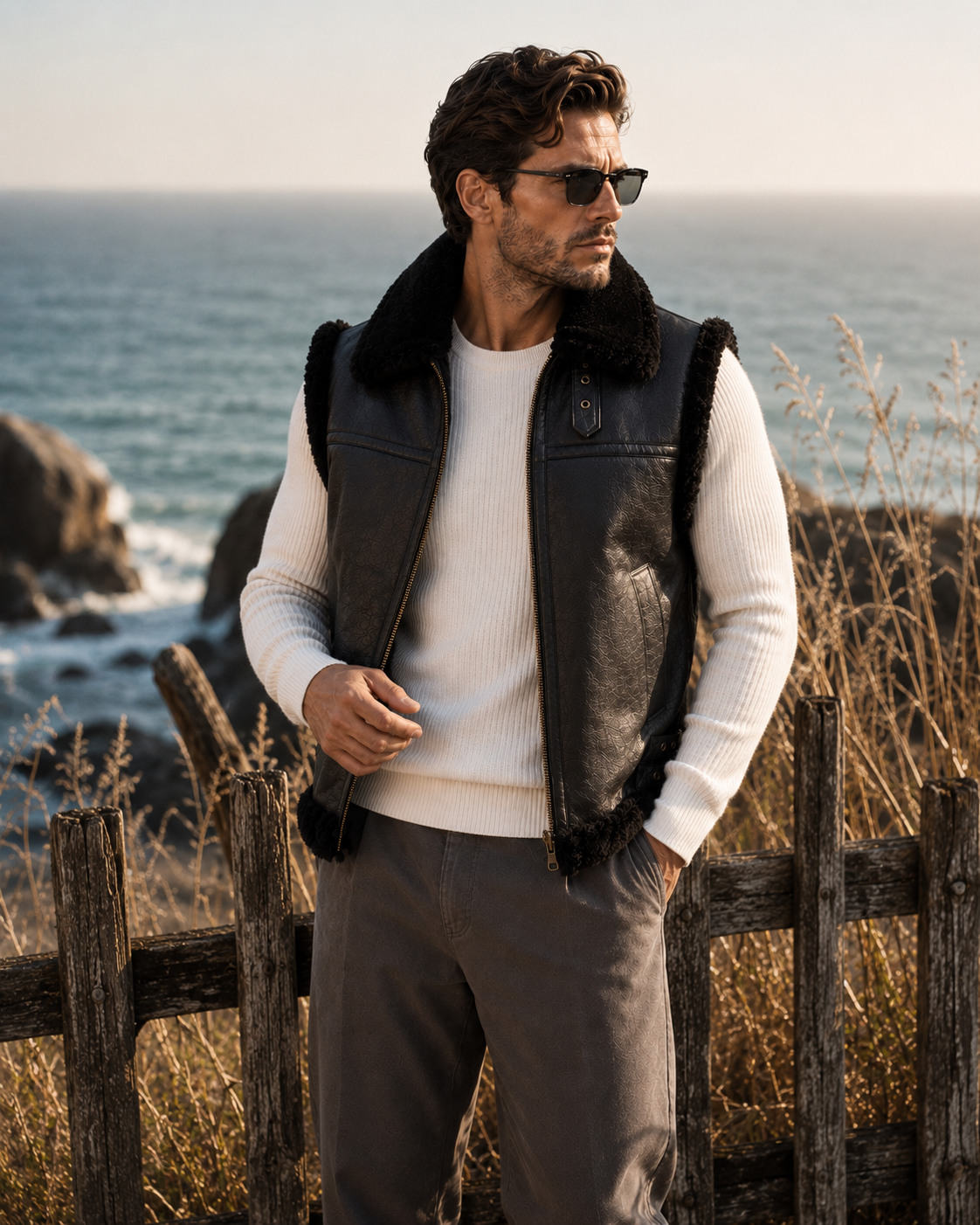 Jameson Shearling Gilet - Fur Black