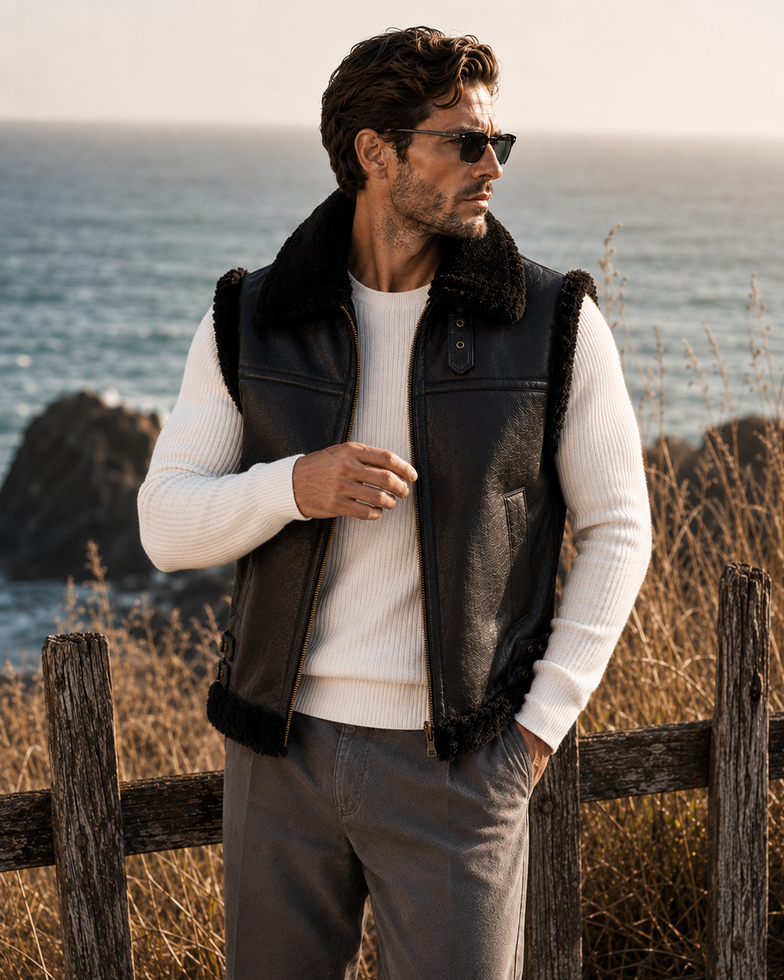 Jameson Shearling Gilet - Fur Black