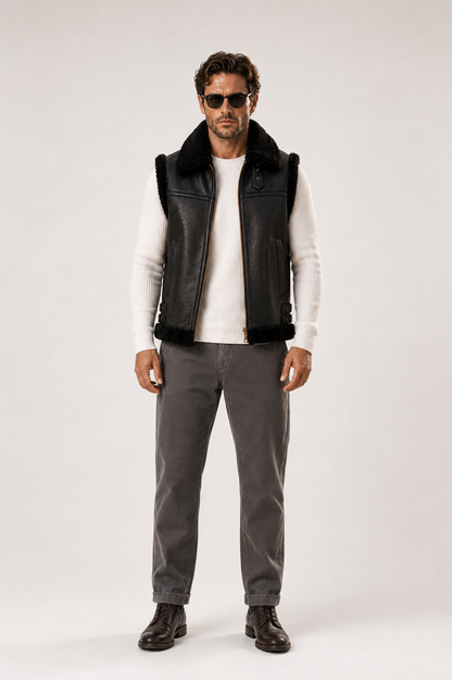 Jameson Shearling Gilet - Fur Black
