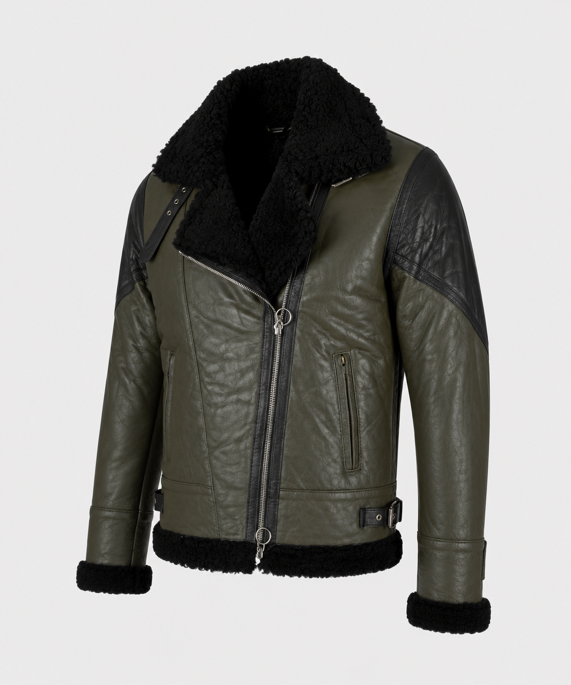 Jasper Shearling Jacket - Olive Gray