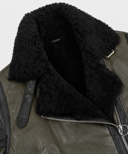 Jasper Shearling Jacket - Olive Gray