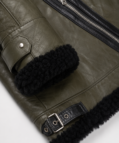 Jasper Shearling Jacket - Olive Gray
