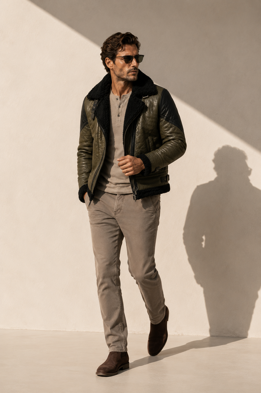 Jasper Shearling Jacket - Olive Gray