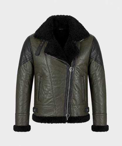 Jasper Shearling Jacket - Olive Gray