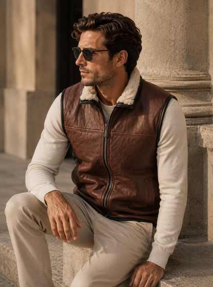 Jayce Shearling Gilet - Premium Brown