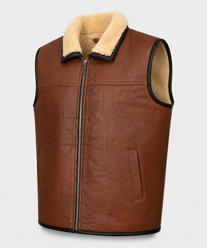 Jayce Shearling Gilet - Premium Brown