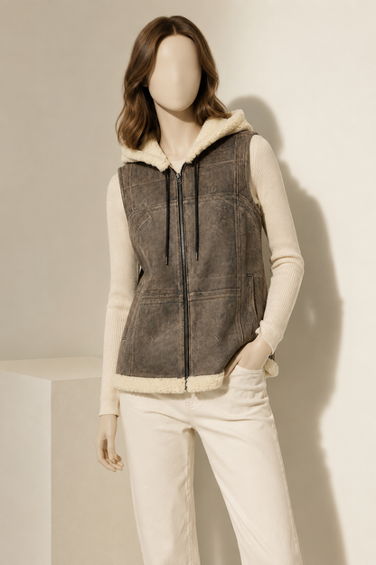Joanna Shearling Gilet - Taupe Gray