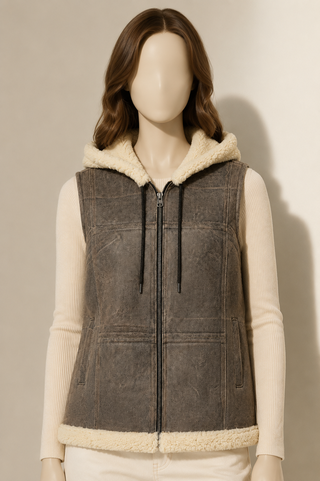 Joanna Shearling Gilet - Taupe Gray