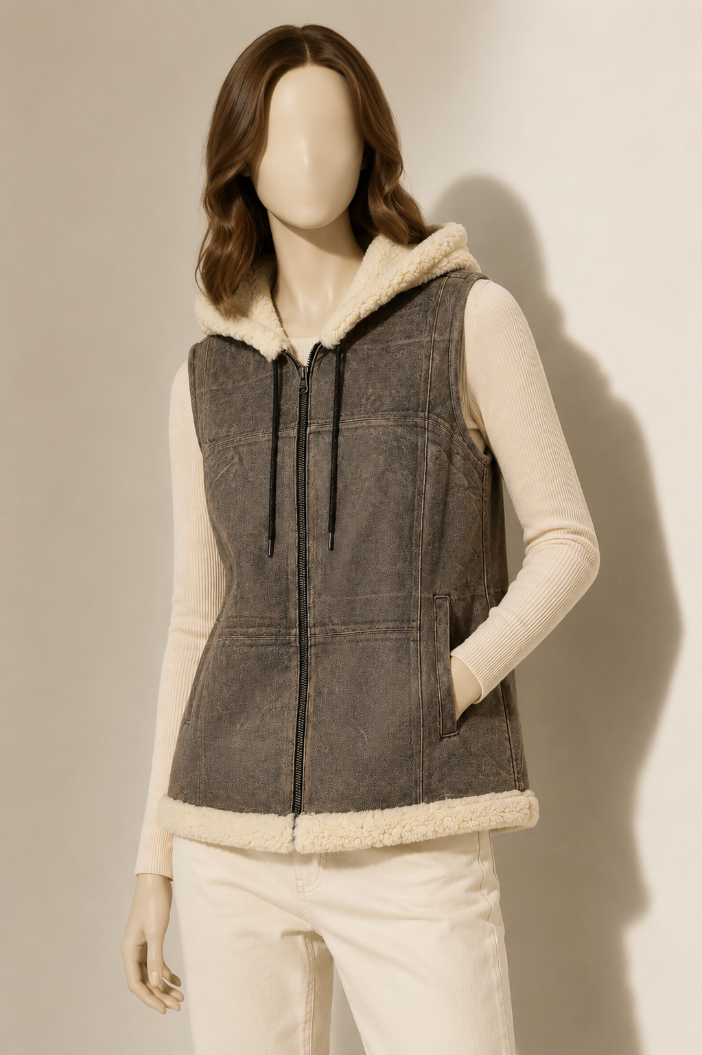Joanna Shearling Gilet - Taupe Gray