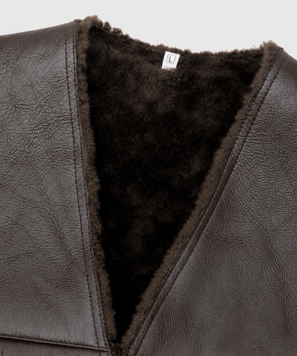 Jude Shearling Gilet - Wide Neck Black