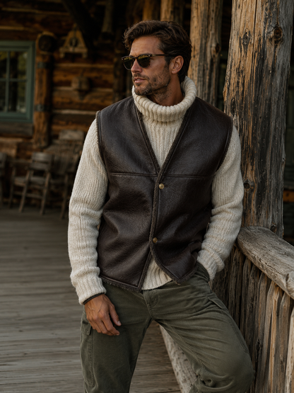 Jude Shearling Gilet - Wide Neck Black
