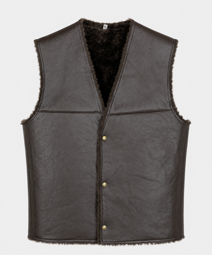 Jude Shearling Gilet - Wide Neck Black